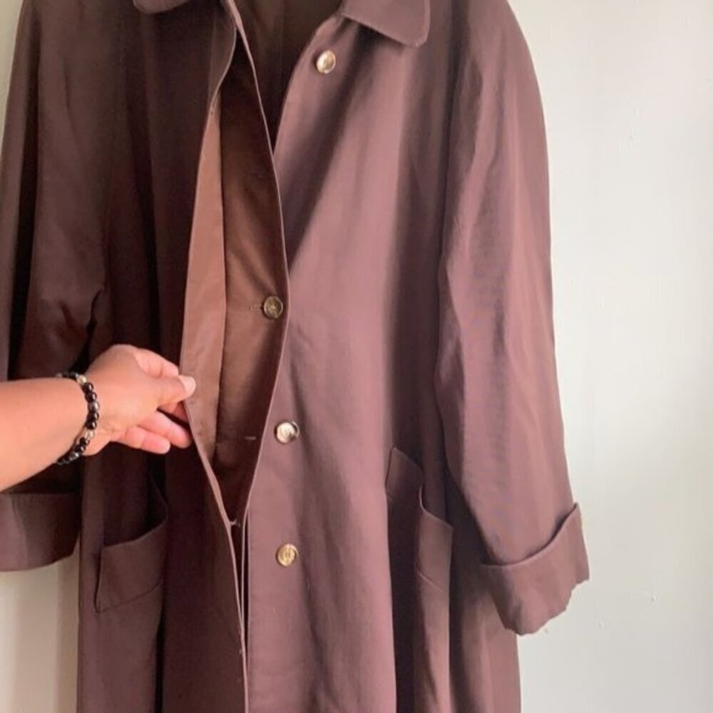 Searle Brown Maxi Trench Coat Size 14 Minimalist A-Line Duster - Picture 8 of 12